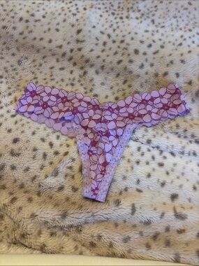 Victoria's Secret Lilac and Magenta Lace Thong